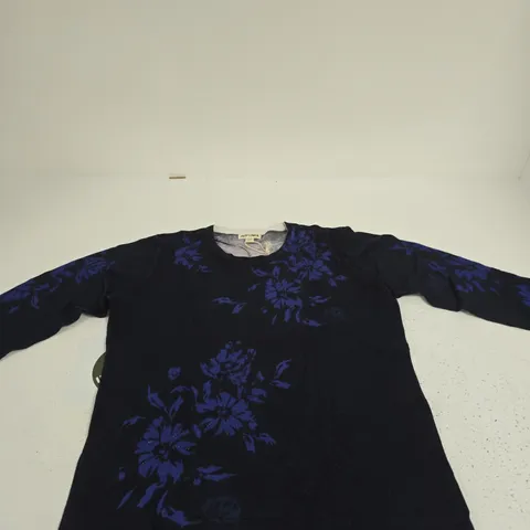 MUDFLOWER WOMENβS TOP β UK 12 (EU 40, US 8) BLACK WITH PURPLE FLORAL PRINT