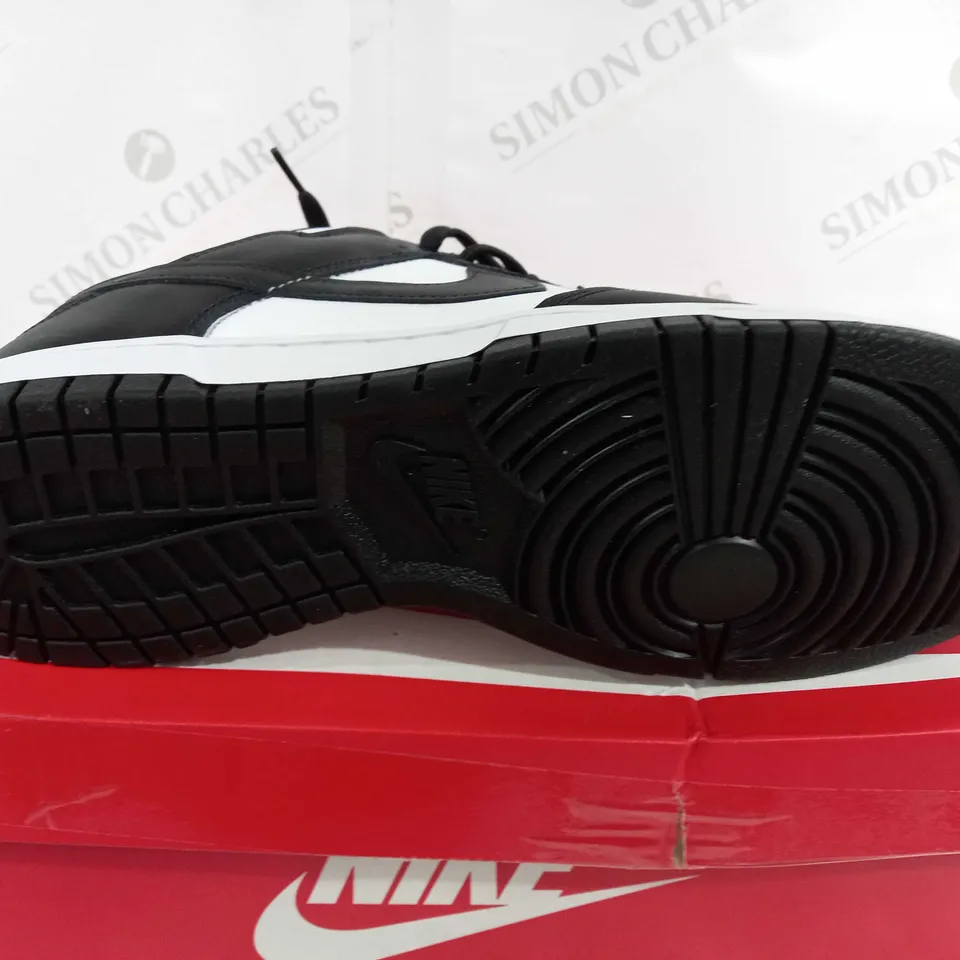 BOXED PAIR OF NIKE DUNK LOW RETRO BLACK/WHITE - UK 12