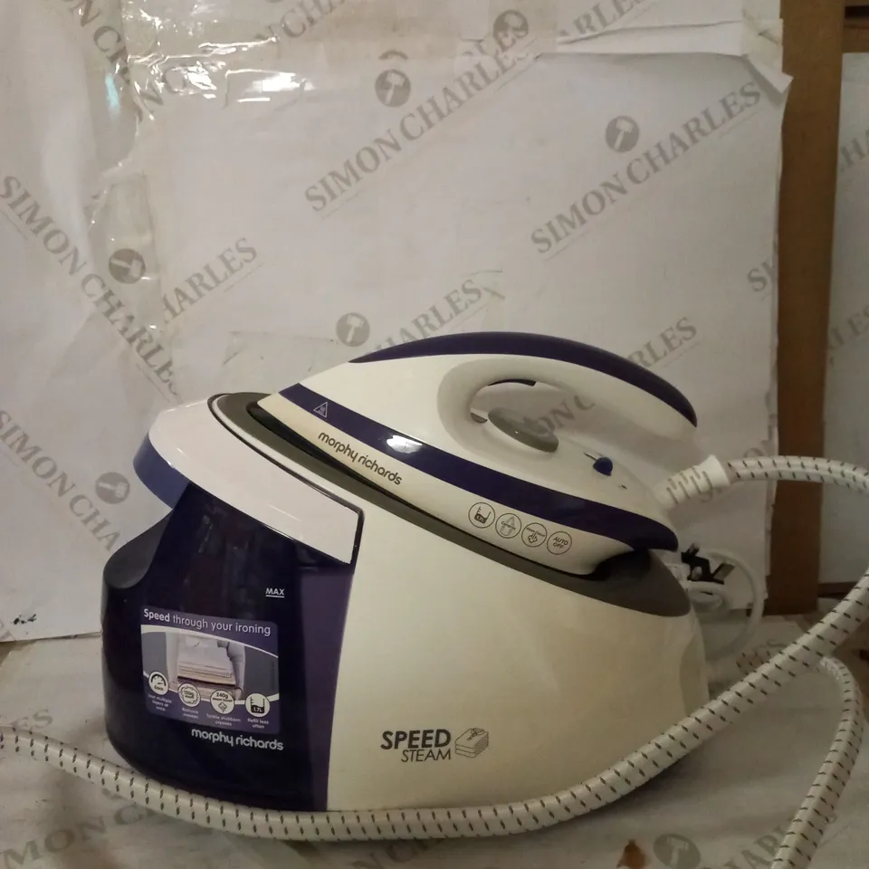 MORPHY RICHARDS 333202 SPEED STEAM GENERATOR IRON, WHITE AND PURPLE