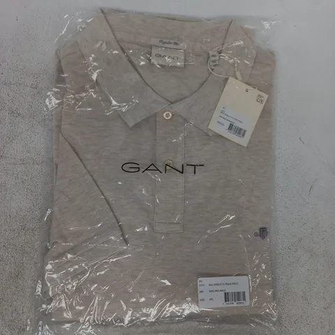 BAGGED GANT REG SHIELD SHORT SLEEVE PIQUE POLO TOP IN SEED MELANGE SIZE 4XL