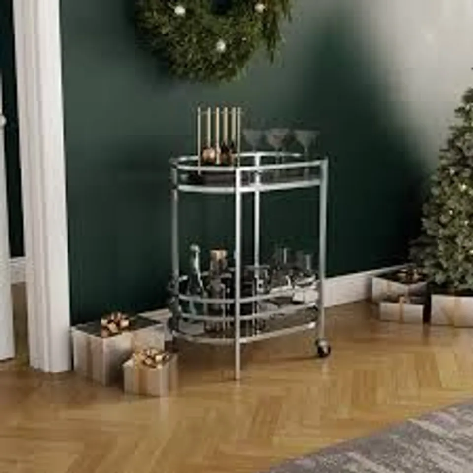 BOXED SOFIA DRINKS TROLLEY - SILVER (1 BOX)