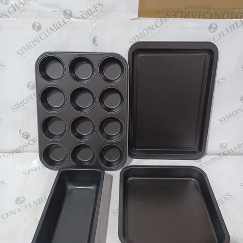 BOXED WHAM COOK BAKING STARTER SET - 2LB LOAF TIN, 12 CUP MUFFIN TIN, MULTI USE TRAY, 36CM OVEN TRAY 