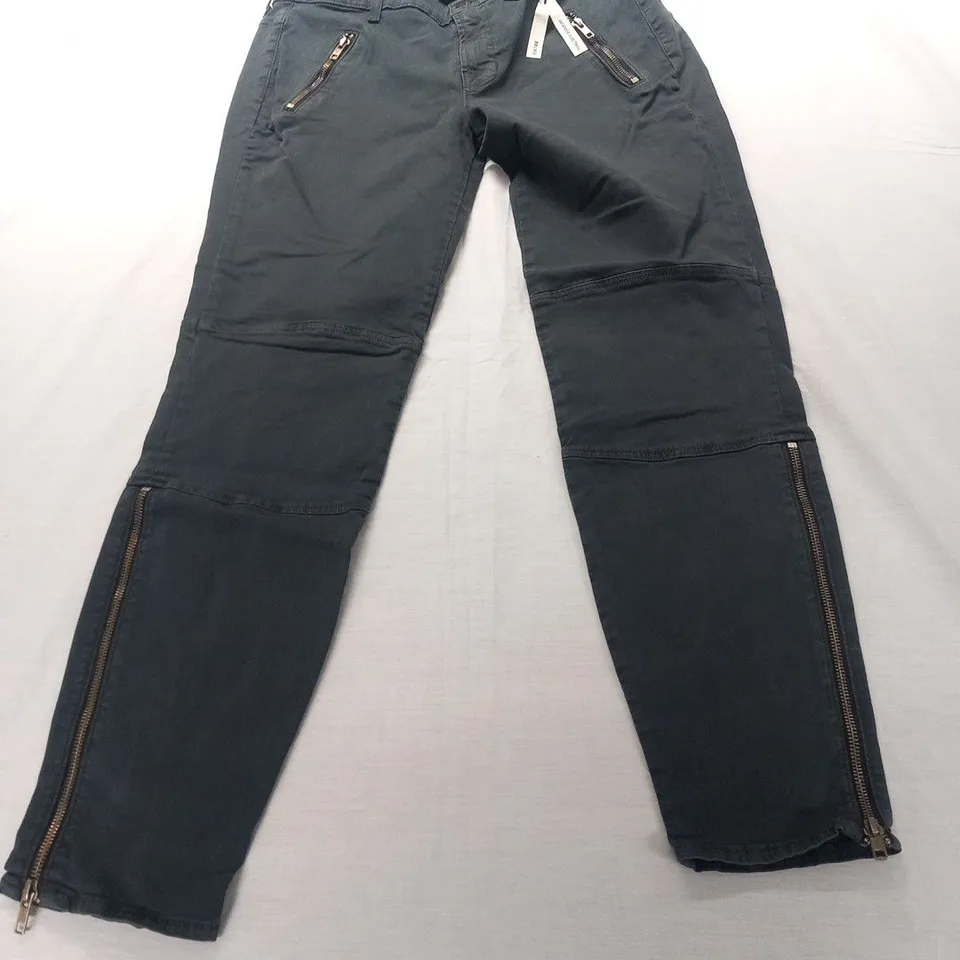 J BRAND AGNES WORN SHARK LOW RISE MODERN MOTO ZIP SKINNY LEG TROUSERS SIZE 32