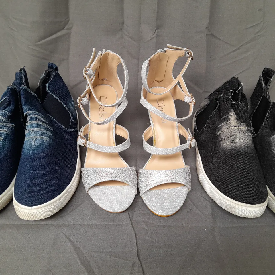 BOX OF APPROXIMATELY 10 ASSORTED PAIRS OF SHOES AND FOOTWEAR ITEMS IN VARIOUS STYLES AND SIZES TO INCLUDE W.S, KELSI, ETC