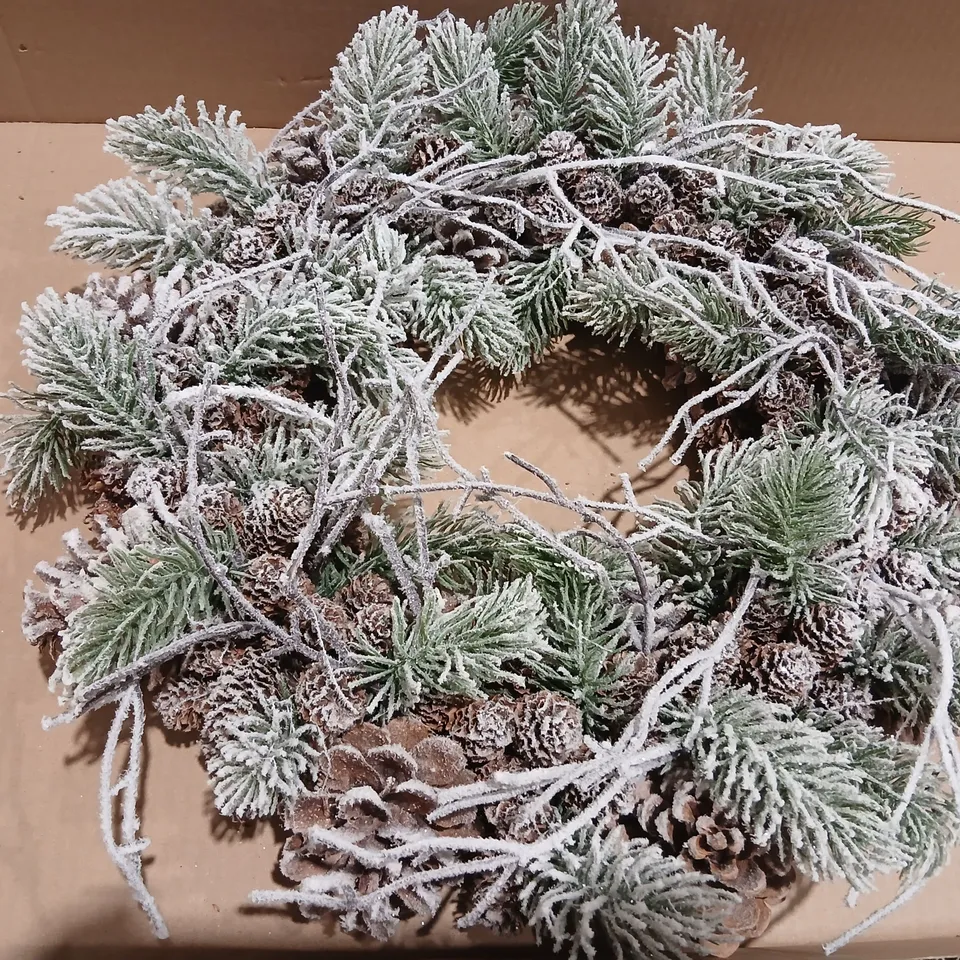TWO GISELA GRAHAM LONDON PINE CONE CHRISTMAS WREATHS