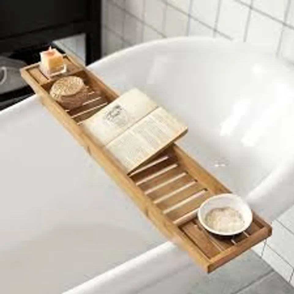 BOXDD EZAKIEL FREESTANDING BAMBOO BATH CADDY (1 BOX)