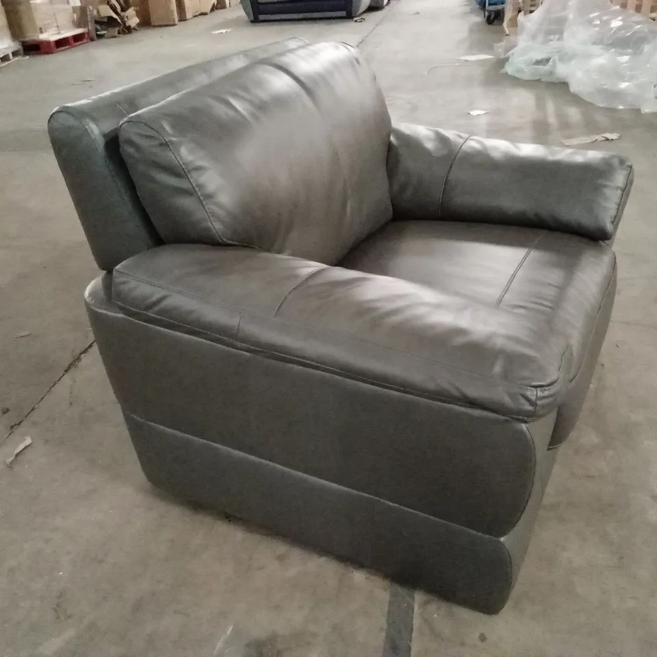 MARLOW ITALIAN LEATHER ARMCHAIR - ELEPHANT GREY RRP £799