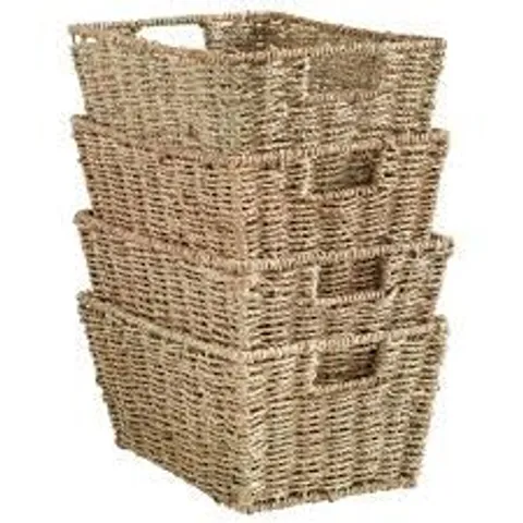 BOXED VONHAUS SEAGRASS DECORATIVE BASKET - SET OF 4 (1 BOX)