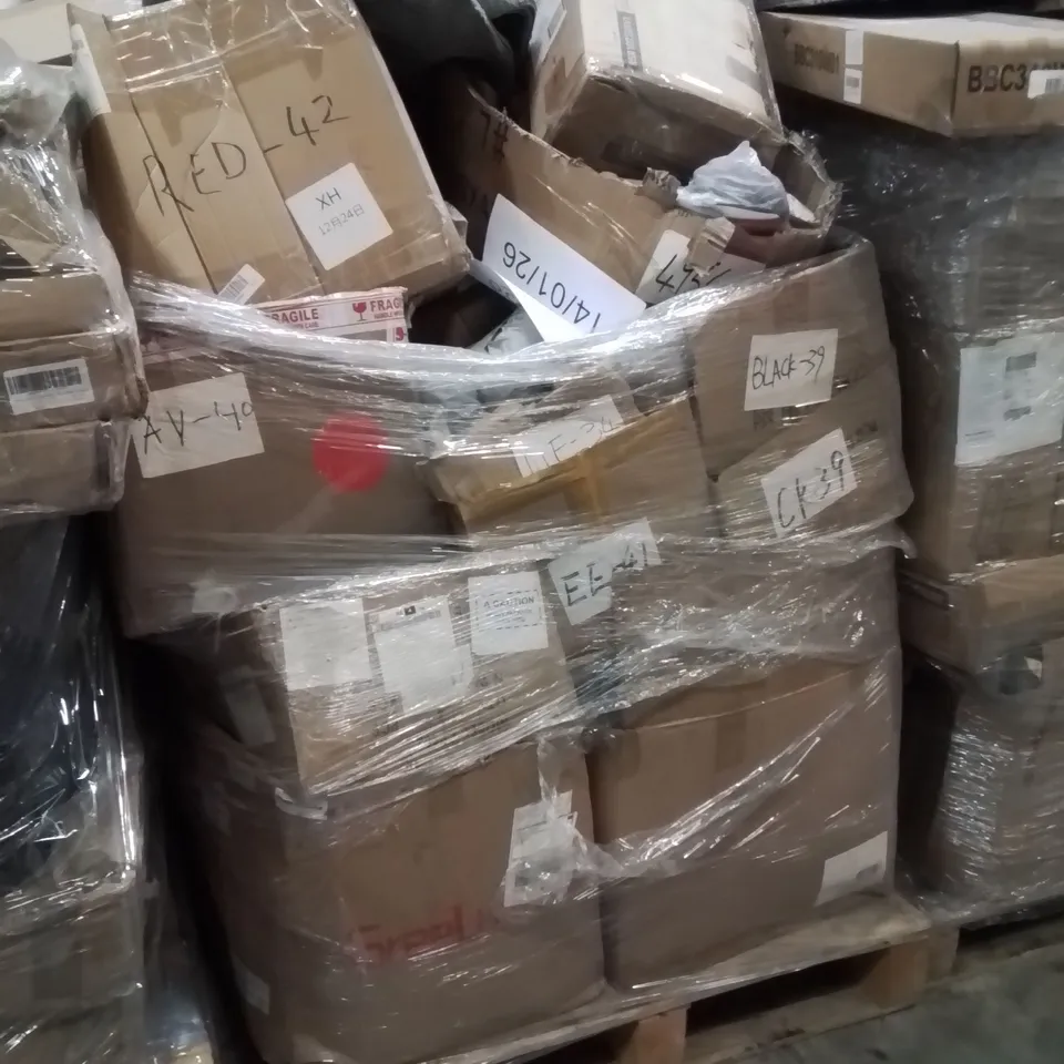 PALLET OF ASSORTED HOUSEHOLD GOODS AND PRODUCTS TO INCLUDE;CLOTHES RACK,MAT,TRAINERS 