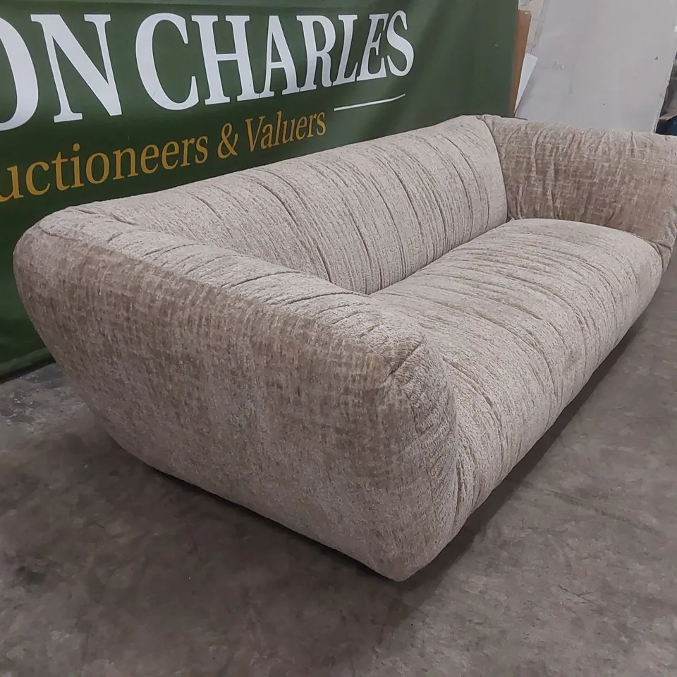QUALITY DESIGNER ROCHE 4 SEATER OMBRA FABRIC SOFA - BEIGE 