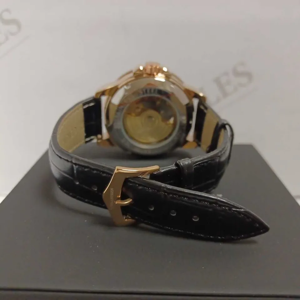 VONLANTHEN GREEN TRIPLE DIAL BLACK STRAP WATCH