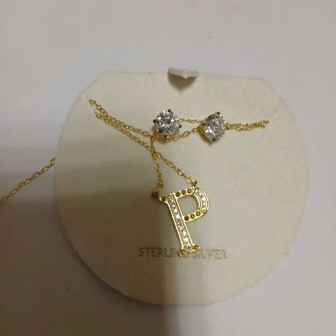 DIAMONIQUE 1.9CT TW INITIAL PENDANT & EARRING SET IN BAUBLE STERLING SILVER 