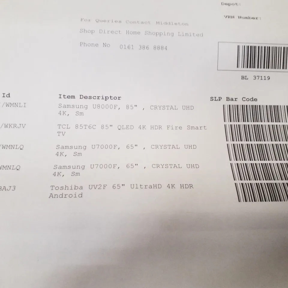 PALLET CONTAINING 5 ASSORTED DAMAGED TVS