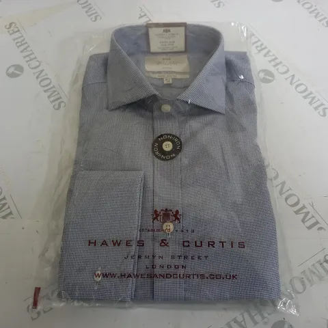HAWES & CURTIS EXTRA SLIM FIT SHIRT IN BLUE/WHITE - 16.5/36