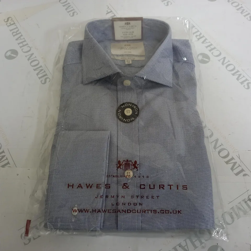 HAWES & CURTIS EXTRA SLIM FIT SHIRT IN BLUE/WHITE - 16.5/36