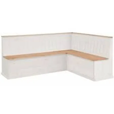 BOXED LOFT24 SARA 4 SEATER WHITE SOLID PINE WOOD L-SHAPED CORNER KITCHEN BENCH (2 BOXES)
