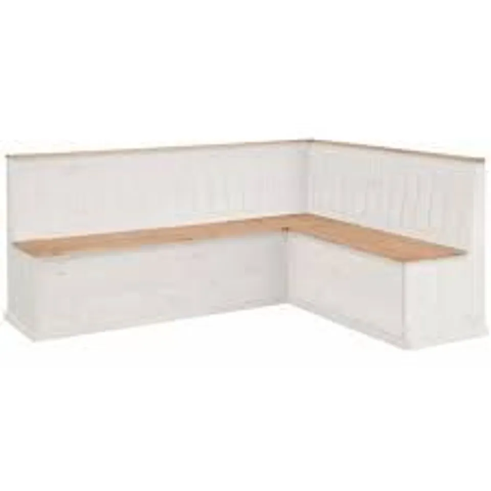 BOXED LOFT24 SARA 4 SEATER WHITE SOLID PINE WOOD L-SHAPED CORNER KITCHEN BENCH (2 BOXES)