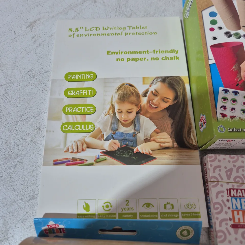 large quantity of assorted party games and activities to include snake & ladders, naughty card game and lcd writing tablets
