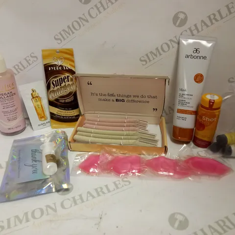LOT OF APPROX 8 TO INCLUDE ARBONNE MASK , VEGAN COLLAGEN , DERMAPLANING TOOLS , ETC