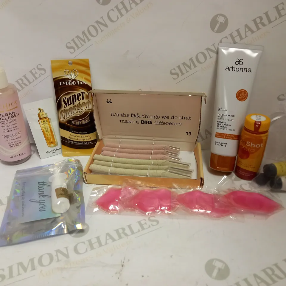 LOT OF APPROX 8 TO INCLUDE ARBONNE MASK , VEGAN COLLAGEN , DERMAPLANING TOOLS , ETC