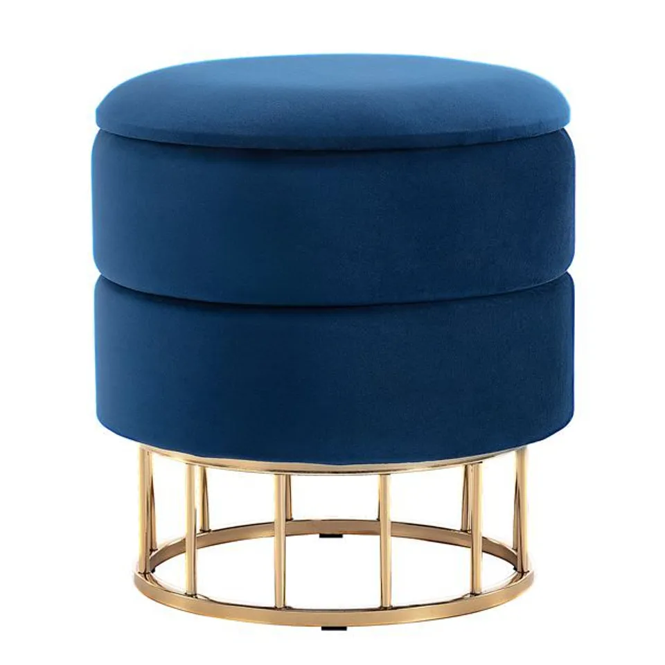 DESIGNER DOROTHEA VELVET STORAGE STOOL - BLUE