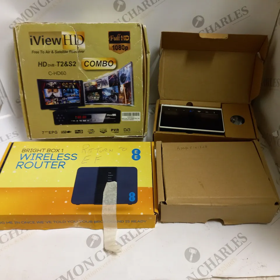 BOX TO CONTAIN APPROX. 8 X ASSORTED TECH PRODUCTS. INCLUDES FAX, SET UP &  WI-FI BOXES, BIRTISH GAS SMART READER ETC 