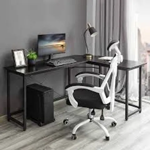 BOXED DAWOO L-SHAPED DESK-WOOD COMPUTER CORNER DESK - BLACK