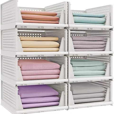 BOXED SONGMICS STACKABLE WARDROBE STORAGE - WHITE 