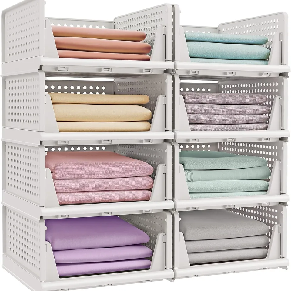 BOXED SONGMICS STACKABLE WARDROBE STORAGE - WHITE 