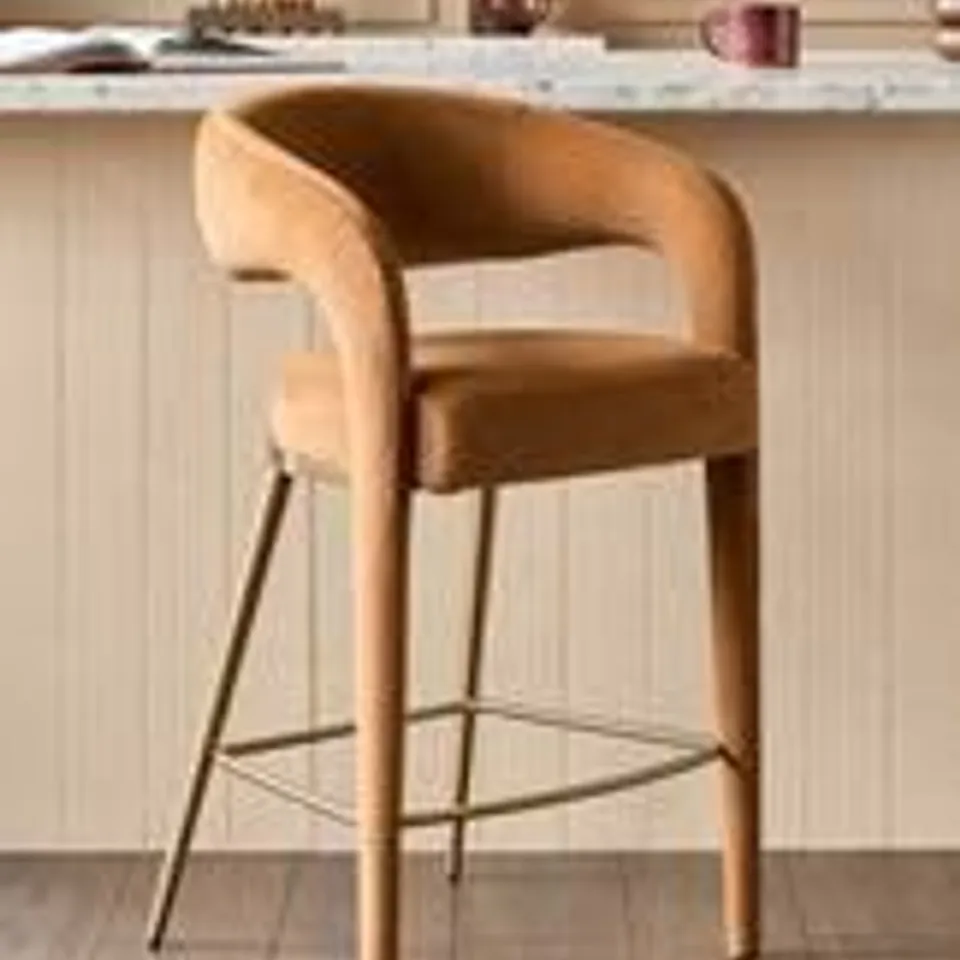 BOXED DANETTI RHETT CARAMEL PLUSH FABRIC BAR STOOL