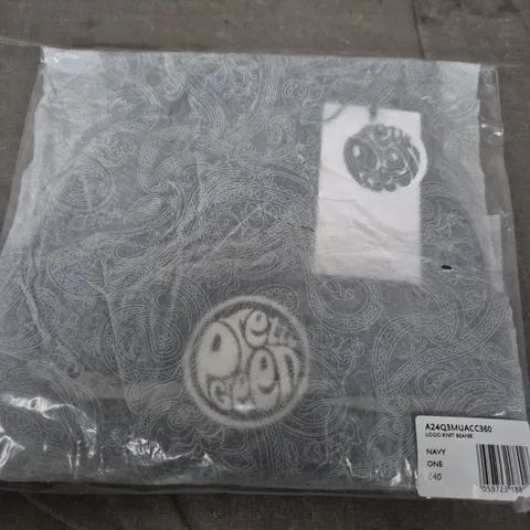 PRETTY GREEN LOGO KNIT BEANIE – NAVY, ONE SIZE