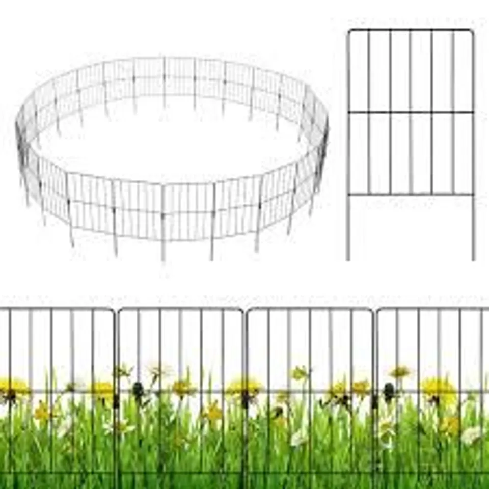 BOXED COSTWAY 25 PACK RUSTPROOF DECORATIVE GARDEN FENCE SET FOR DOG FLOWER BED