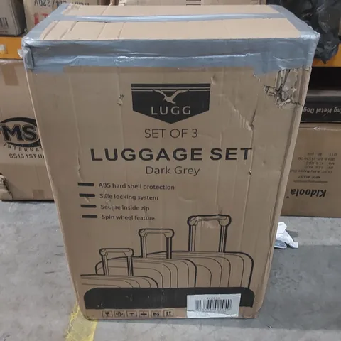 BOXED LUGG SET OF APPROXIMATELY 3 TRAVEL SUITCASES - DARK GREY