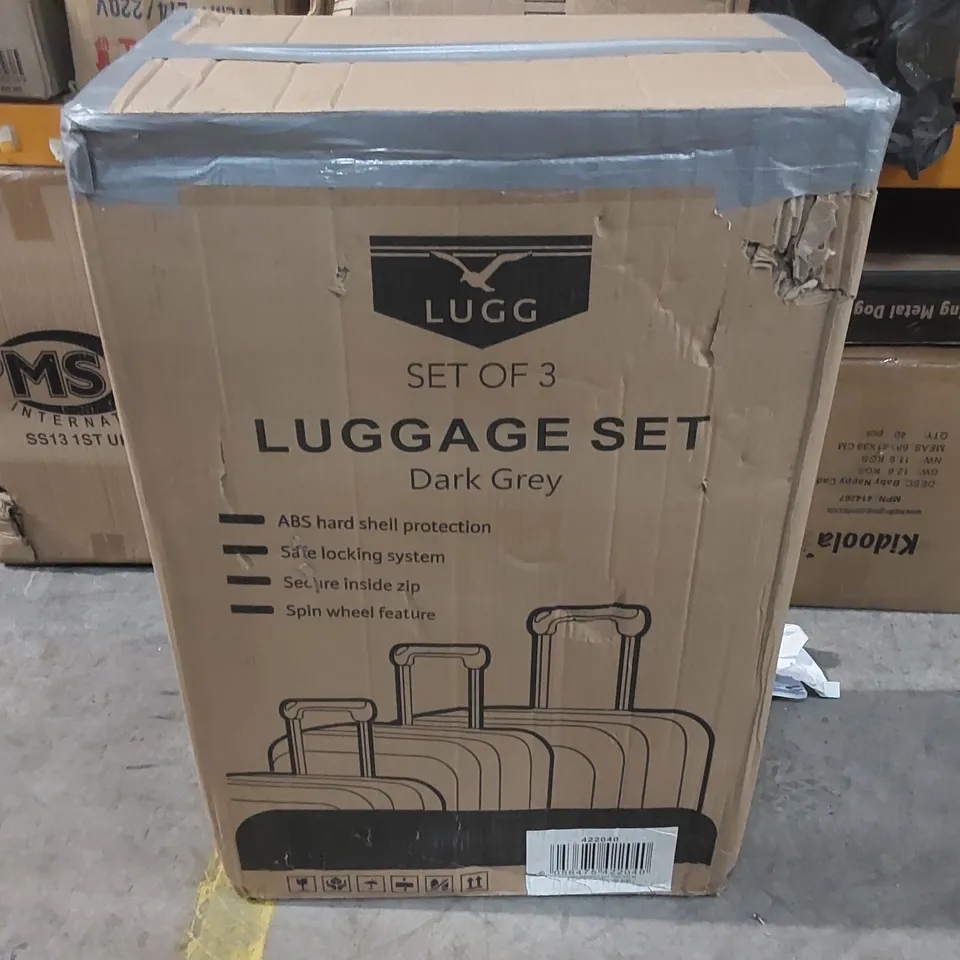 BOXED LUGG SET OF APPROXIMATELY 3 TRAVEL SUITCASES - DARK GREY