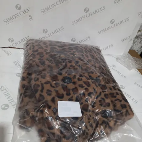 HELENE BERMAN DOUBLE BREASTED FAUX FUR COAT LEOPARD SIZE 8