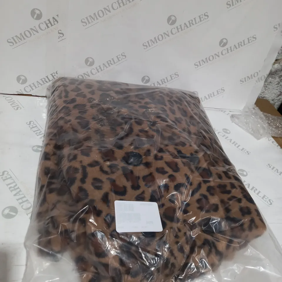 HELENE BERMAN DOUBLE BREASTED FAUX FUR COAT LEOPARD SIZE 8