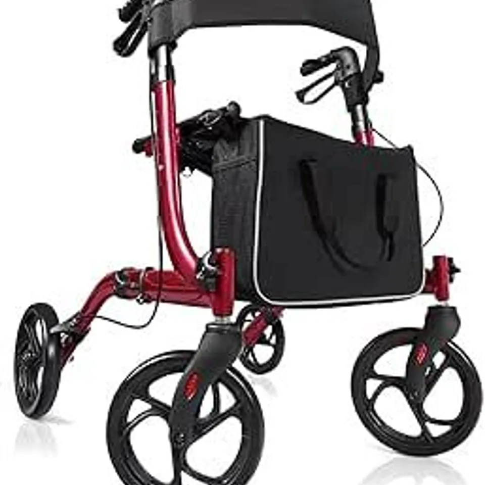 BOXED COSTWAY FOLDING ALUMINIUM ROLLATOR WALKER MOBILITY AID WITH 4 WHEELS - GREY