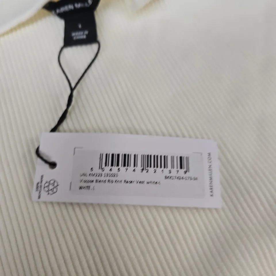 WHITE RIBBED KNIT SLEEVELESS TOP – KAREN MILLEN - LARGE