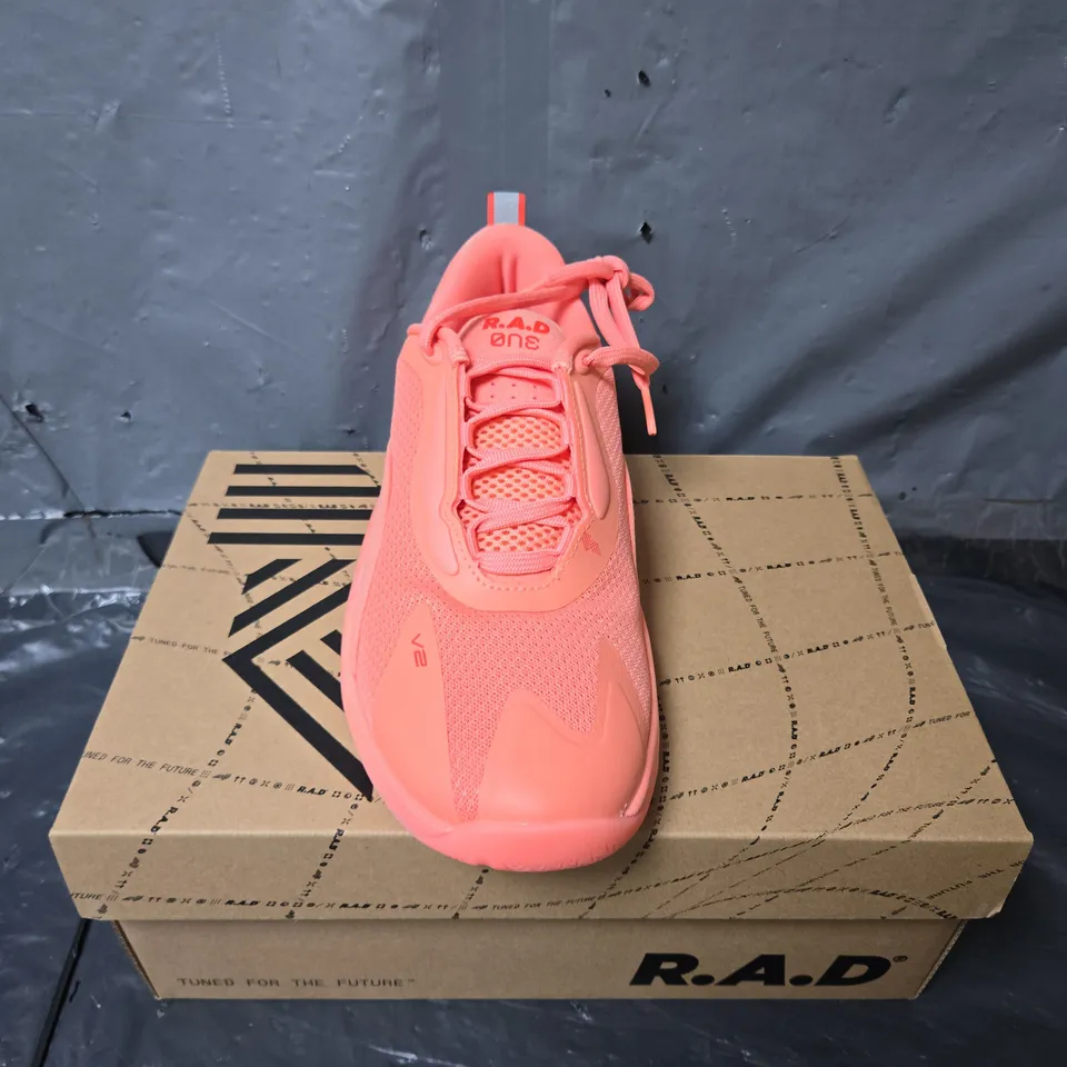 BOXED PAIR OF RAD ONE V2 TRAINERS IN ORANGE - UK 5.5