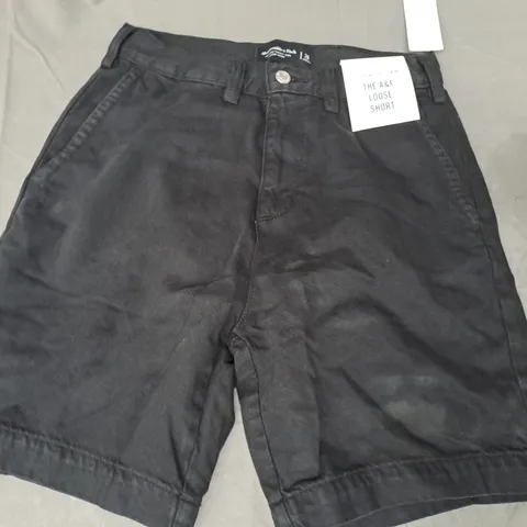 ABERCROMBIE & FITCH THE A&F LOOSE LIGHTWEIGHT DENIM SHORTS IN BLACK SIZE 28