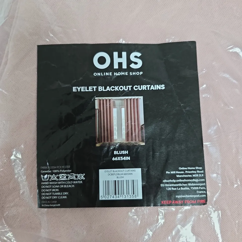 OHS EYELET BLACKOUT CURTAINS – BLUSH, 66X54IN