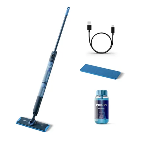 PHILIPS ONEUP 5000 SERIES ELECTRIC MOP WITH 2 PADS & CLEANER BOXED