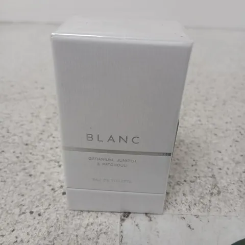 BOXED AND SEALED BLANC GERANIUM, JUNIPER AND PATCHOULI EAU DE TOILETTE 30ML