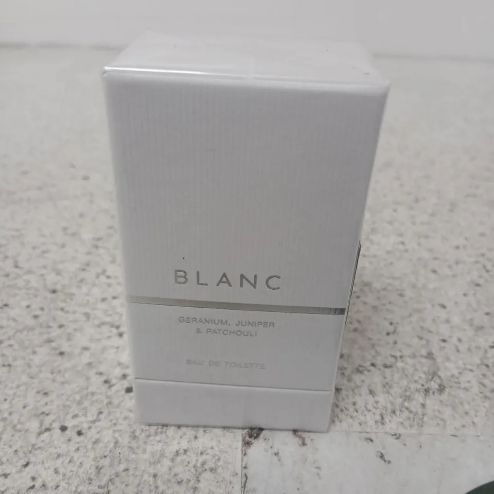 BOXED AND SEALED BLANC GERANIUM, JUNIPER AND PATCHOULI EAU DE TOILETTE 30ML