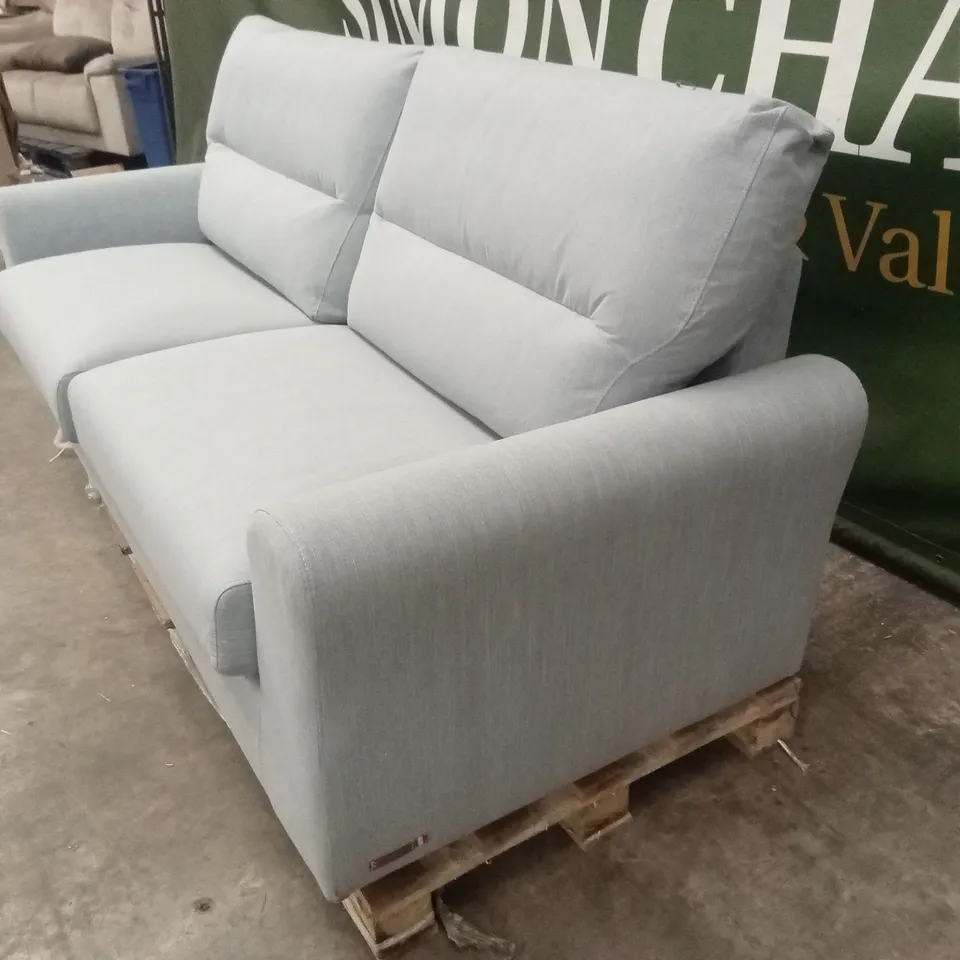 QUALITY DESIGNER ITALIAN MADE 3 SEATER SKY BLUE FABRIC SOFABED