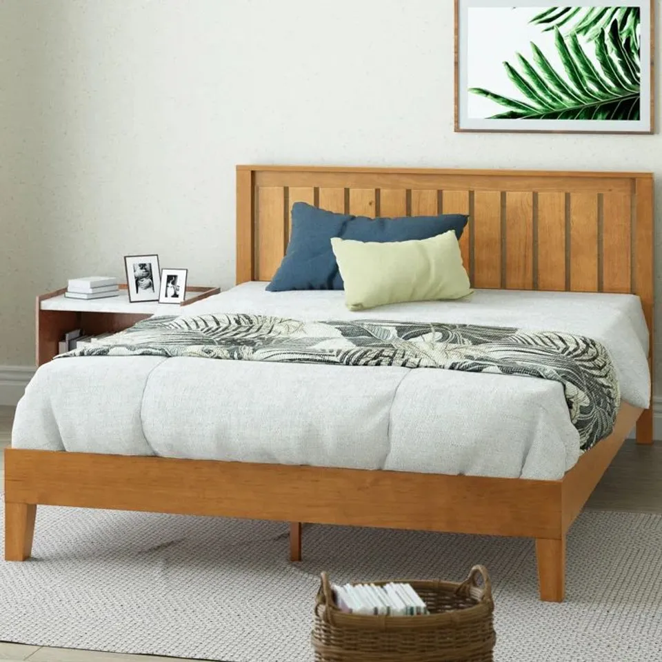 BOXED HYKKON BED FRAME WITH CLASSIC PANELED HEADBOARD - SIZE UNSPECIFIED (1 BOX)