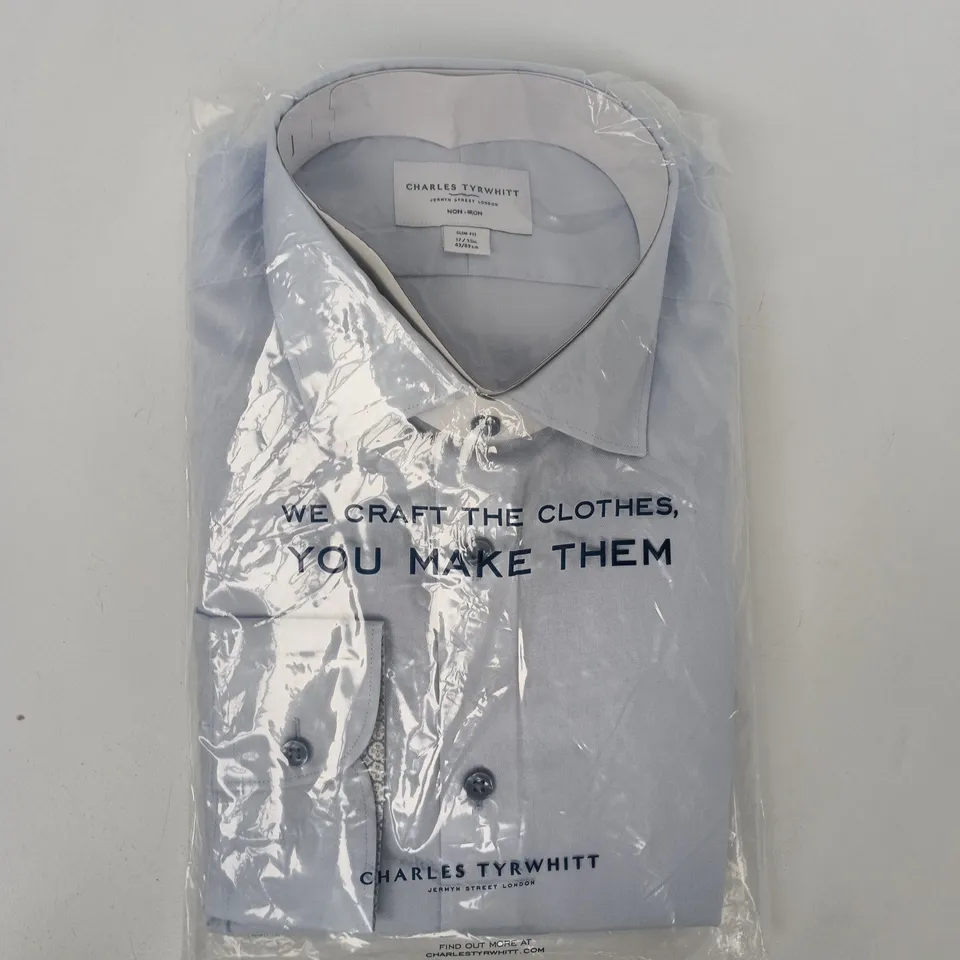 BAGGED CHARLES TYRWHITT SLIM FIT SHIRT IN BLUE SIZE 17/35IN