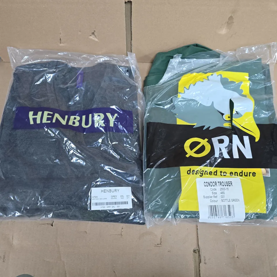 LARGE QUANTITY OF ASSORTED ITEMS TO INCLUDE JUMPERS, WORK TROUSERS ALL IN VARIOUS SIZES ETC - COLLECTION ONLY