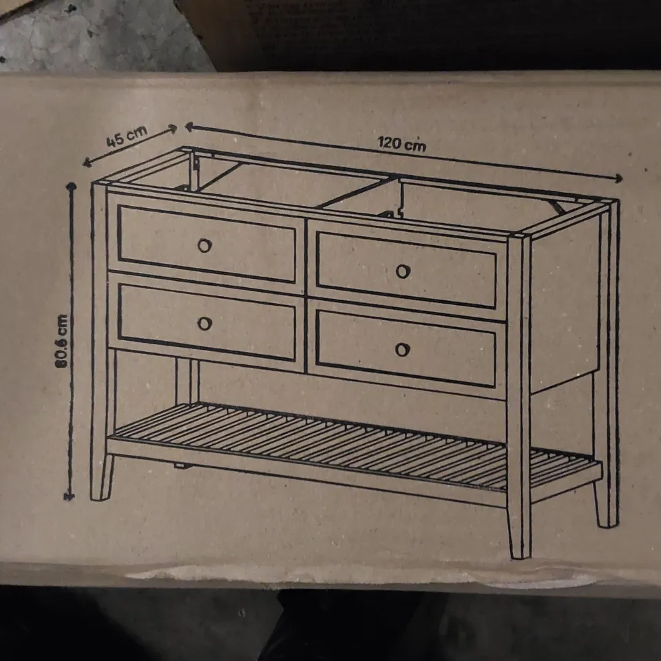 BOXED GOOHOME PERMA FREE-STANDING BASIN CABINET - BLUE (1 BOX)