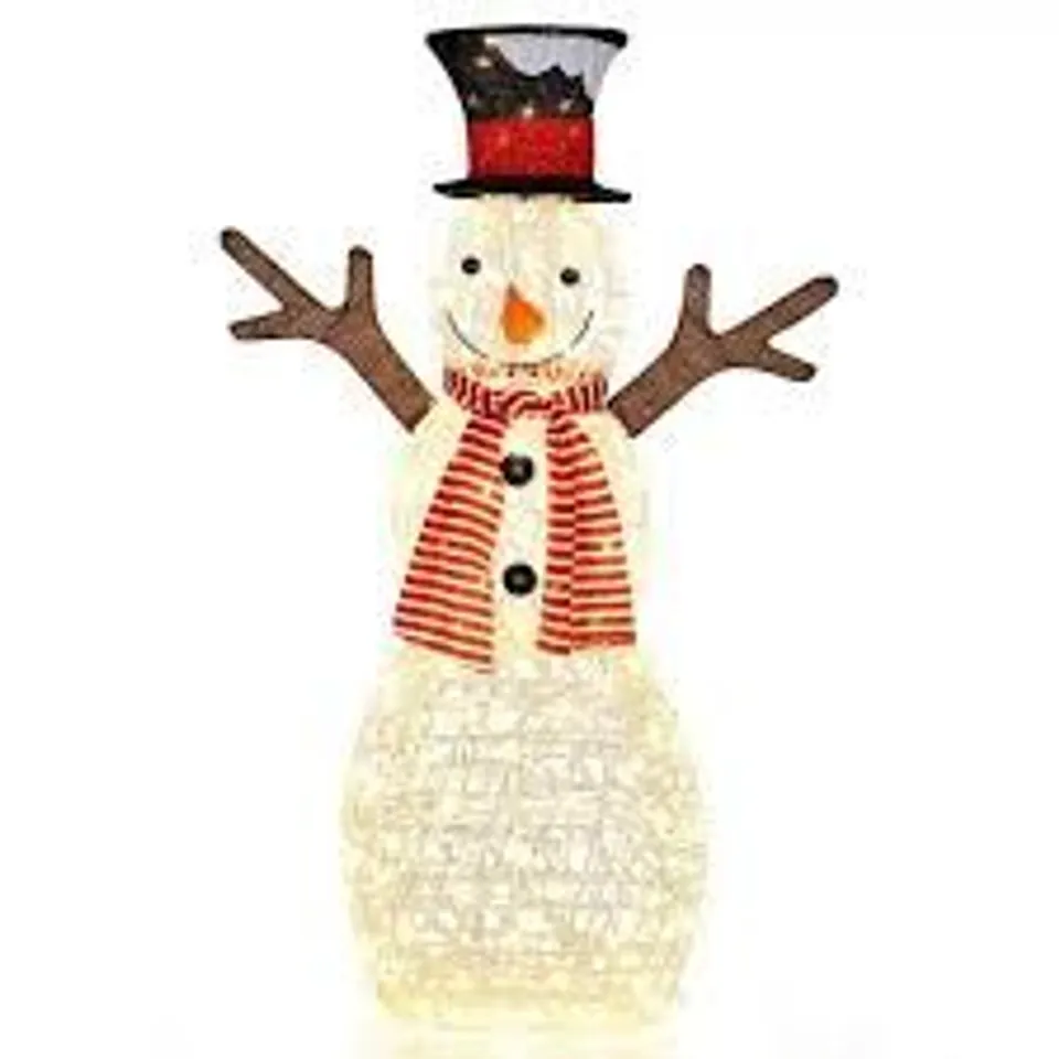 BOXED PRE LIT LIGHTED STANDING SNOWMAN CHRISTMAS DECORATION WITH GROUND